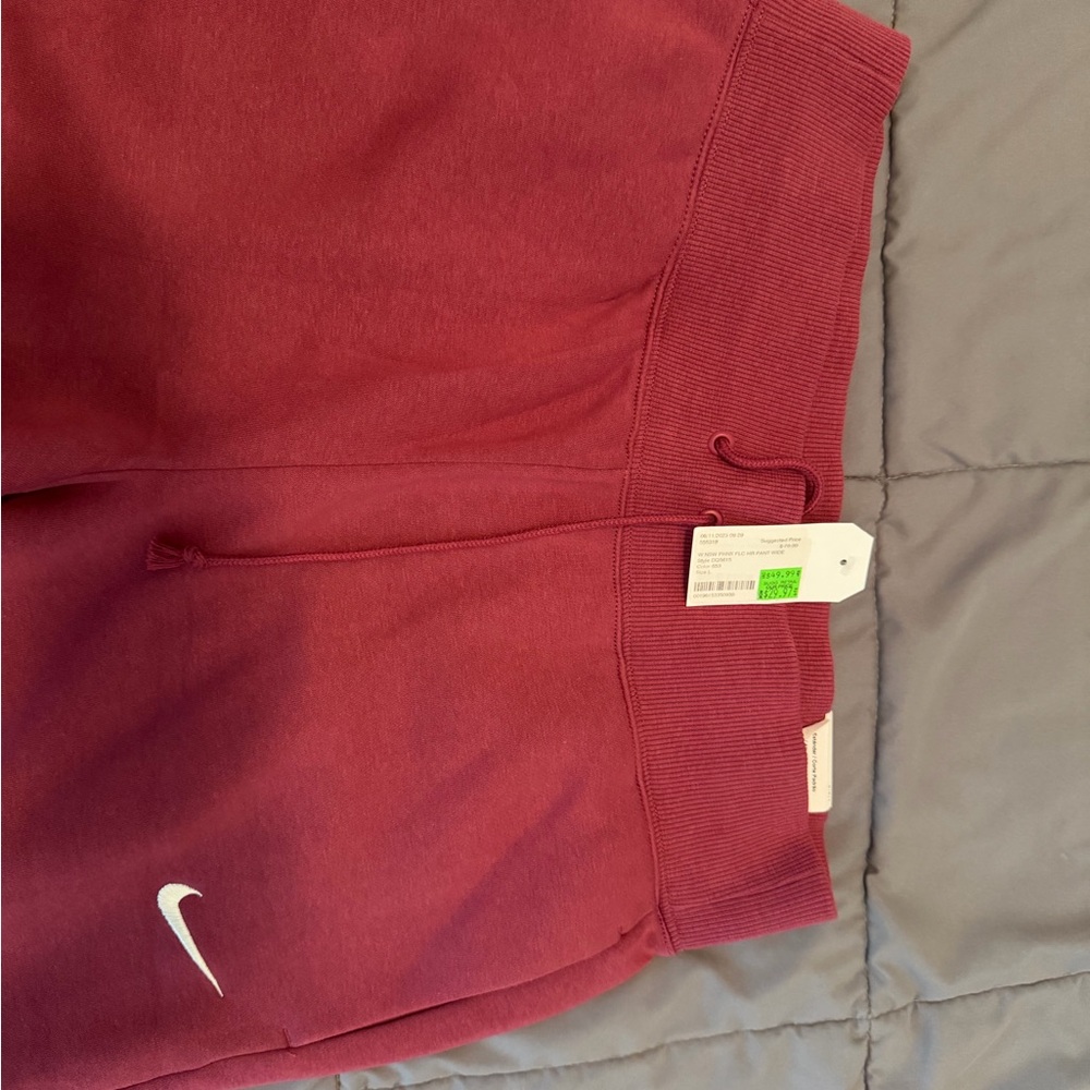 Nike Women's Maroon Straight Leg Pants - fleece.